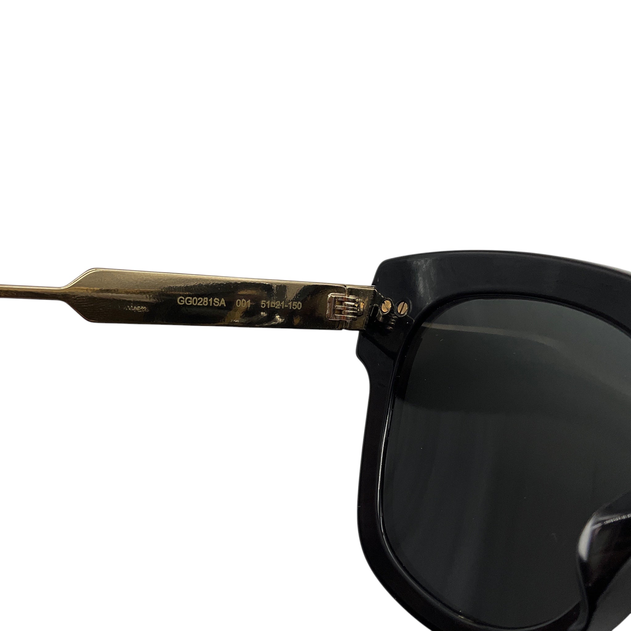 Gucci Black / Gold / Red / Green Web Detail GG Logo Oversized Acetate and Metal Sunglasses