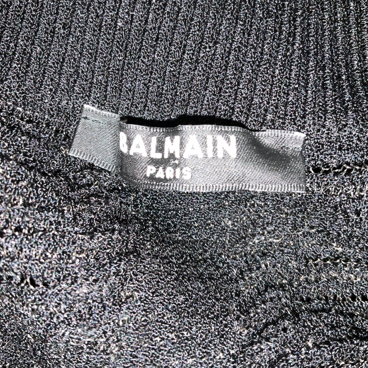 Balmain Black Long Sleeved Ribbed Knit Midi Dress