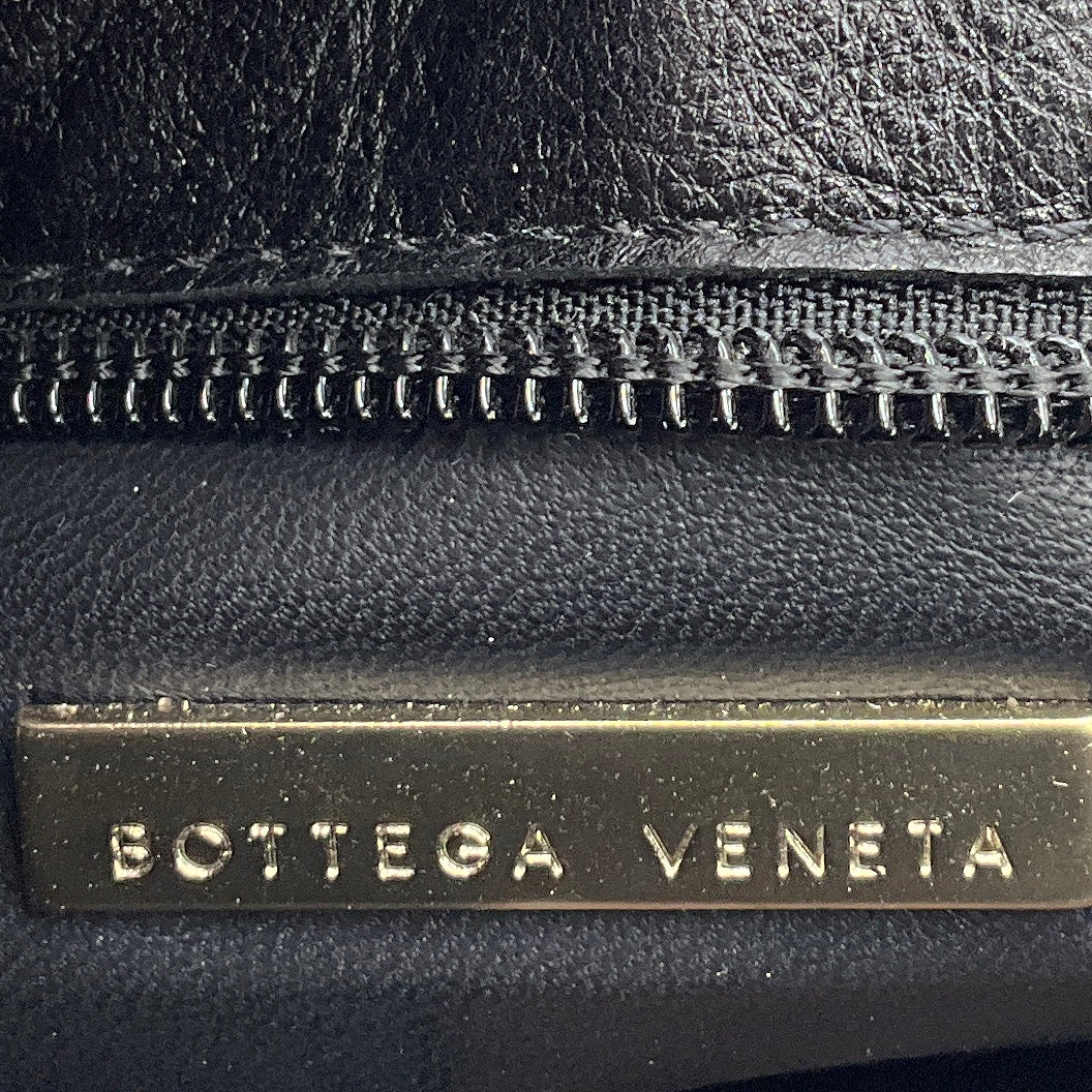 Bottega Veneta Vintage Black / Tan Intrecciato Woven Leather Shoulder Bag