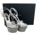 Load image into Gallery viewer, Dolce & Gabbana Mirrored Leather Crystal Embellished Platform Sandals
