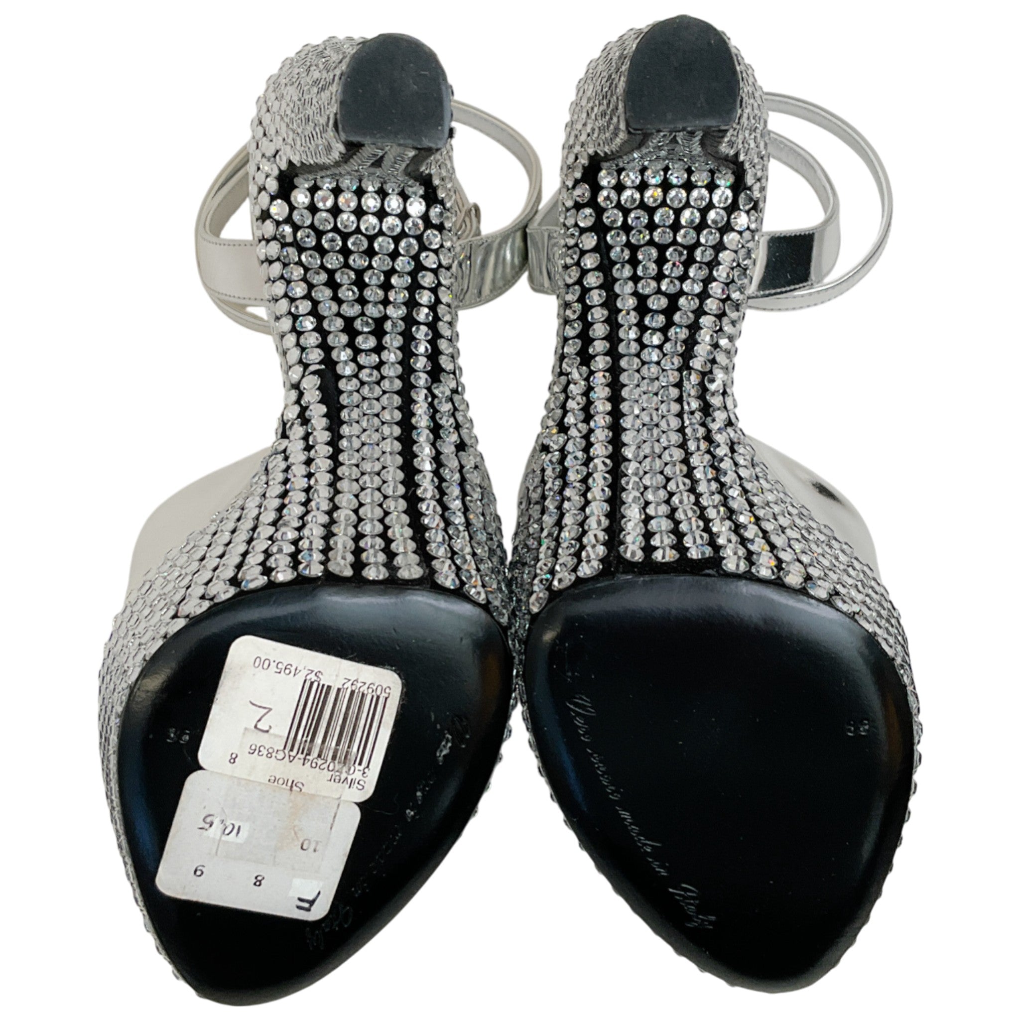 Dolce & Gabbana Mirrored Leather Crystal Embellished Platform Sandals