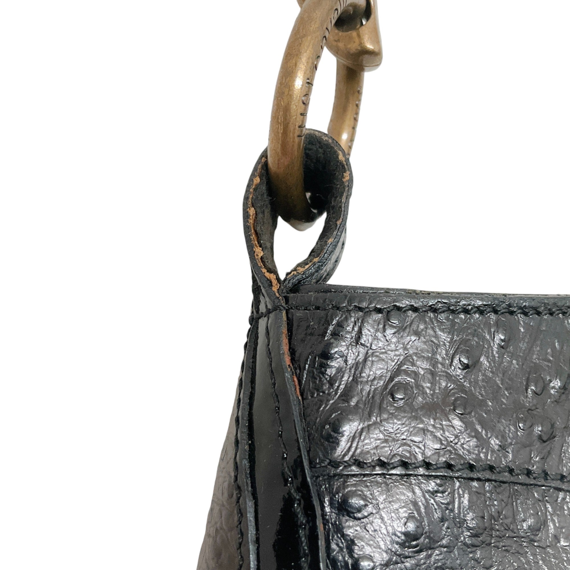 Just Cavalli Black Leather Wing Handle Shoulder Bag