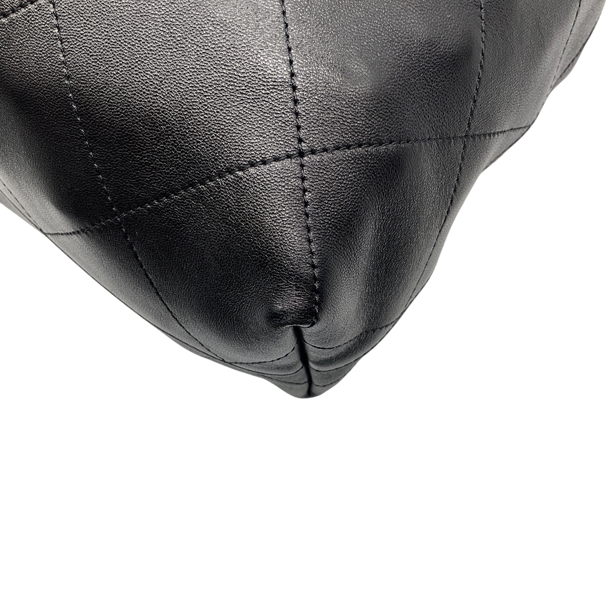 Chanel Black / Gold Hardware Chain Strap Leather Hobo Bag