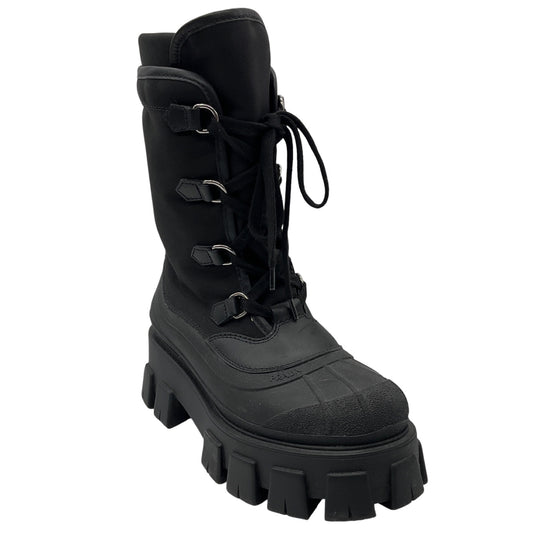 Prada Black Lace Up Combat Boots