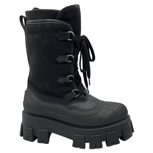 Prada Black Lace Up Combat Boots