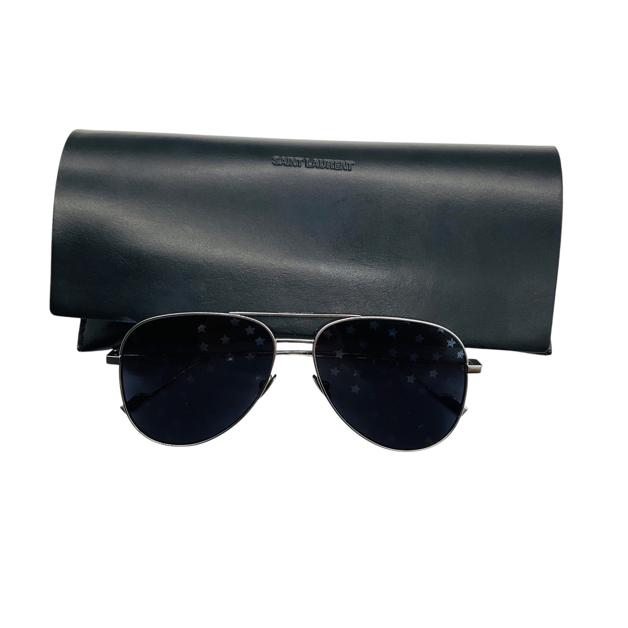 Saint Laurent Silver Titanium Aviator Super Stars Sunglasses