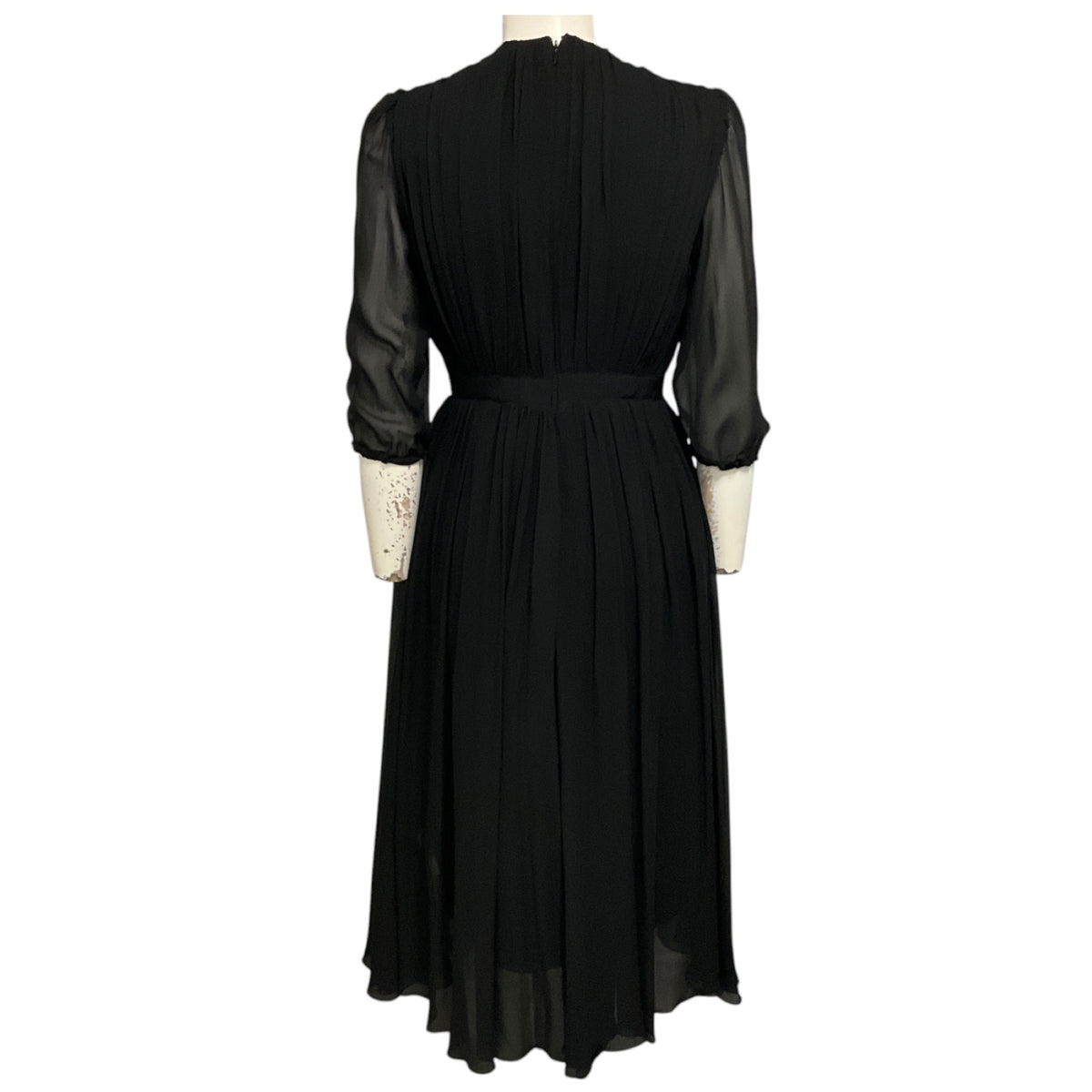 Giambattista Valli Black / Pink Floral Embroidered Velvet and Chiffon Midi Dress