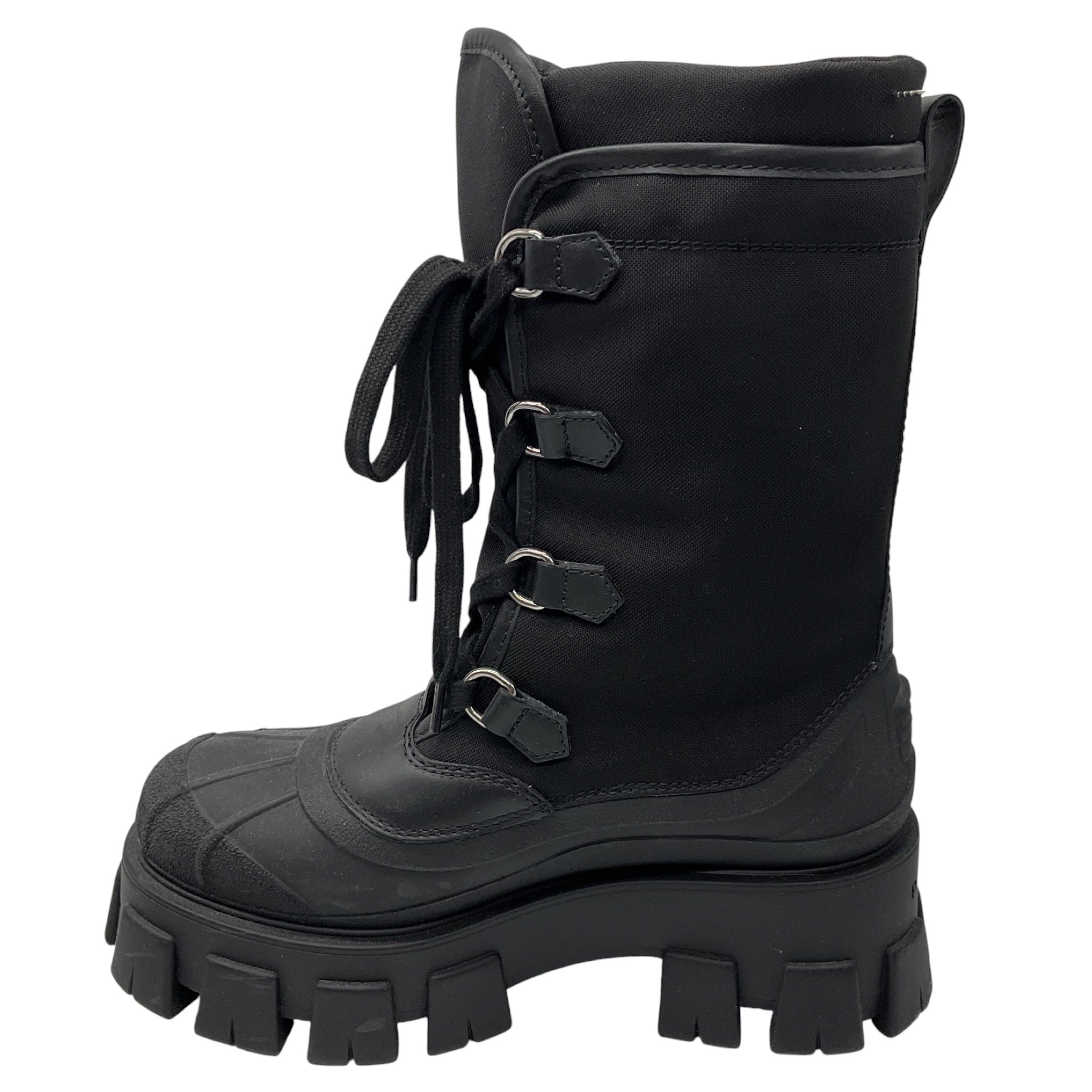 Prada Black Lace Up Combat Boots