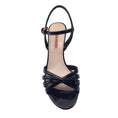 Load image into Gallery viewer, Prada Black Bow Detail Patent Leather Ankle Strap Cork Wedge Heel Sandals
