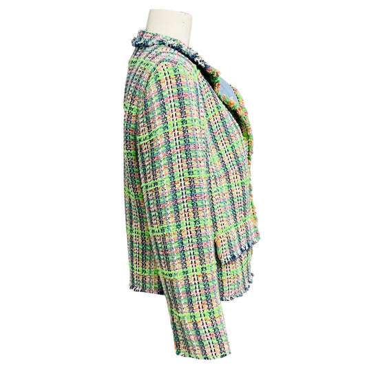 Akris Punto Green Multi Fringed Tweed Jacket