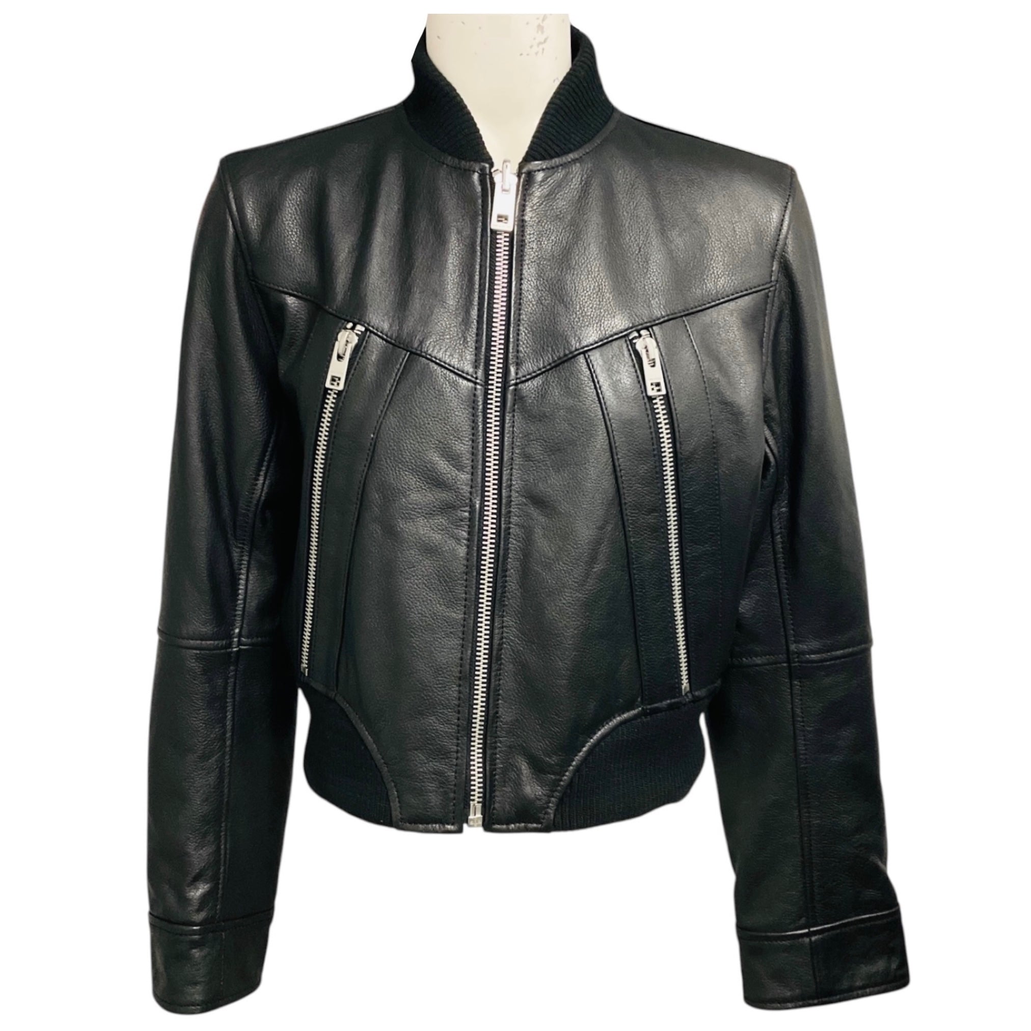 Zadig & Voltaire Black / Green Bunta Reversible Leather Jacket