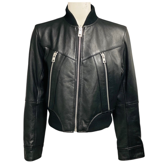 Zadig & Voltaire Black / Green Bunta Reversible Leather Jacket