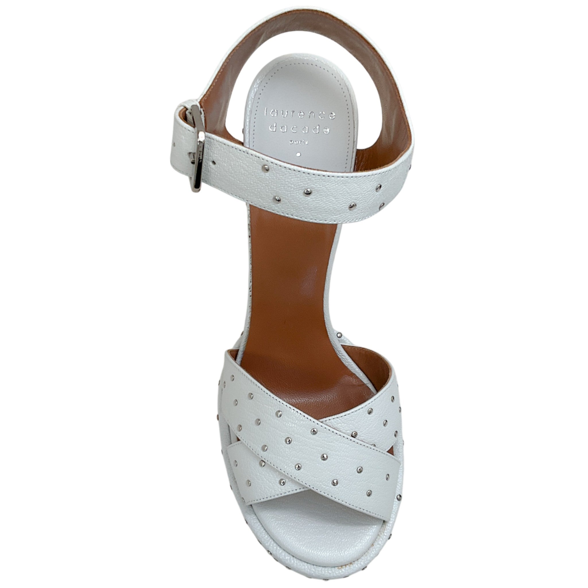 Laurence Dacade White Leather Rosange Studded Platform Sandals