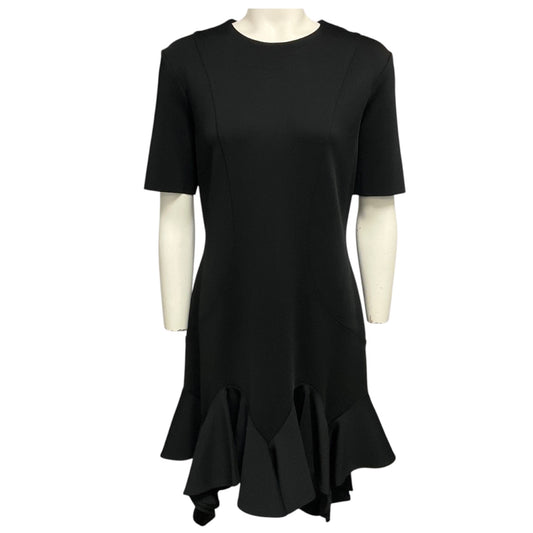 Givenchy Black Short Sleeved Ruffled Flared Midi Dress