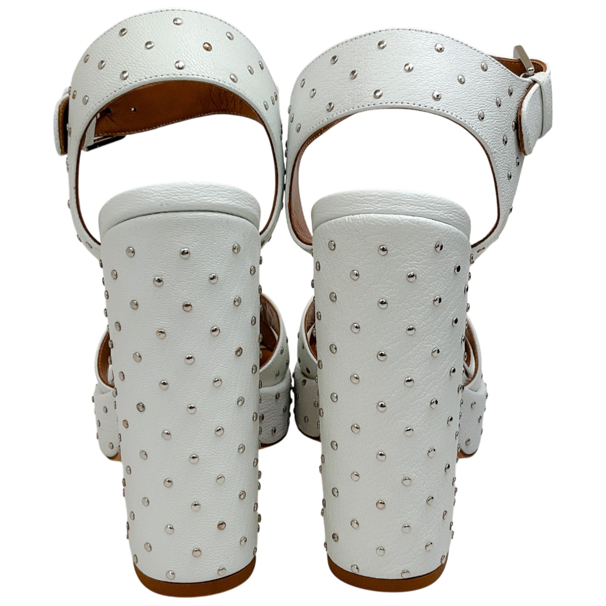 Laurence Dacade White Leather Rosange Studded Platform Sandals