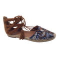 Load image into Gallery viewer, Aquazzura Navy Blue / Tan Suede Trimmed Embroidered Canvas Espadrilles
