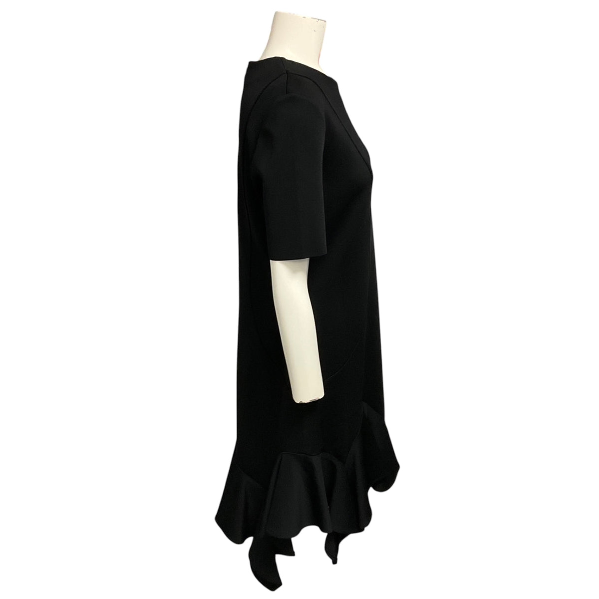 Givenchy Black Short Sleeved Ruffled Flared Midi Dress