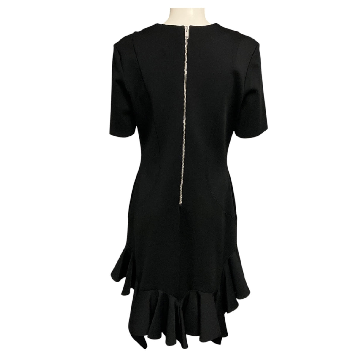 Givenchy Black Short Sleeved Ruffled Flared Midi Dress