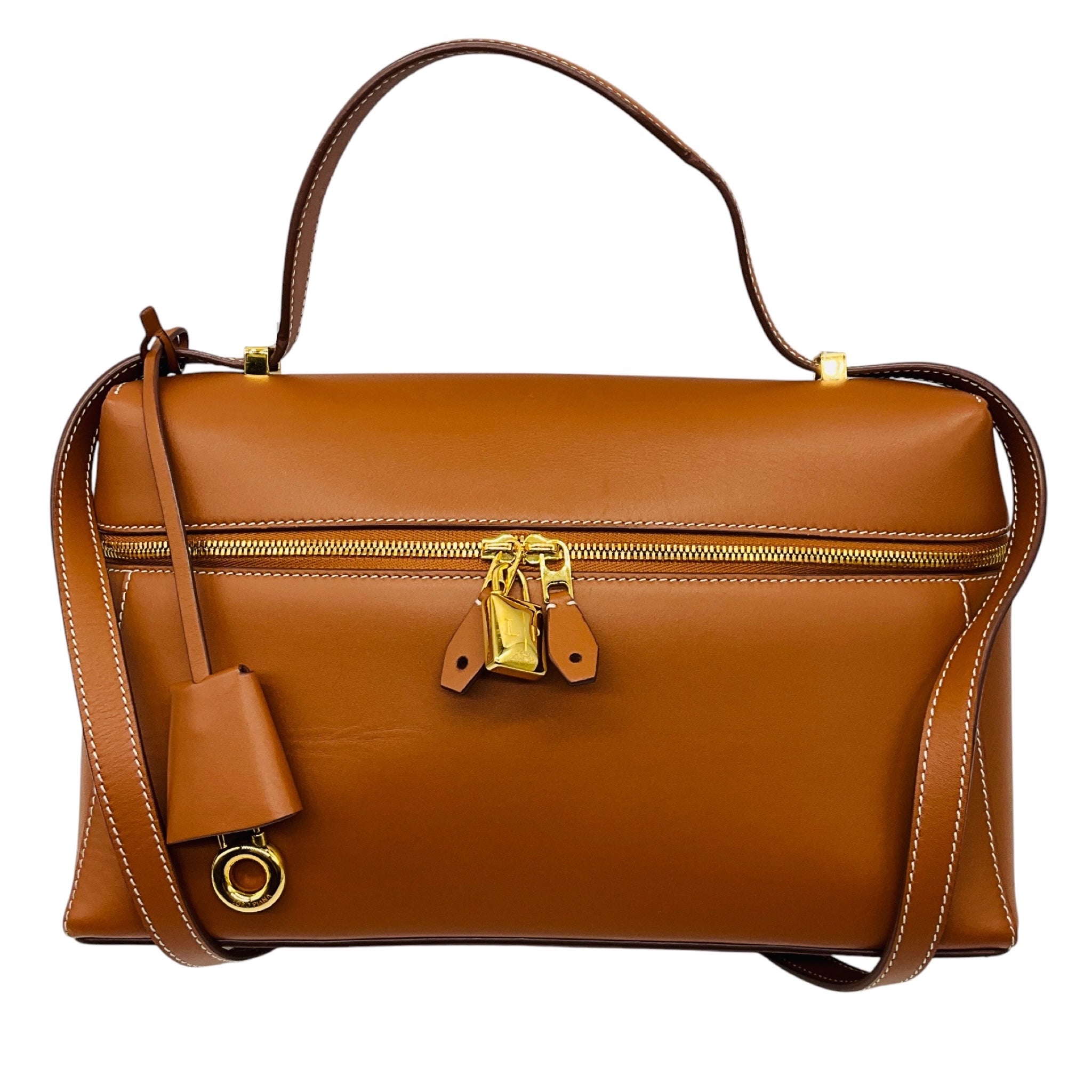 Loro Piana Tan Calfskin Leather L27 Extra Bag