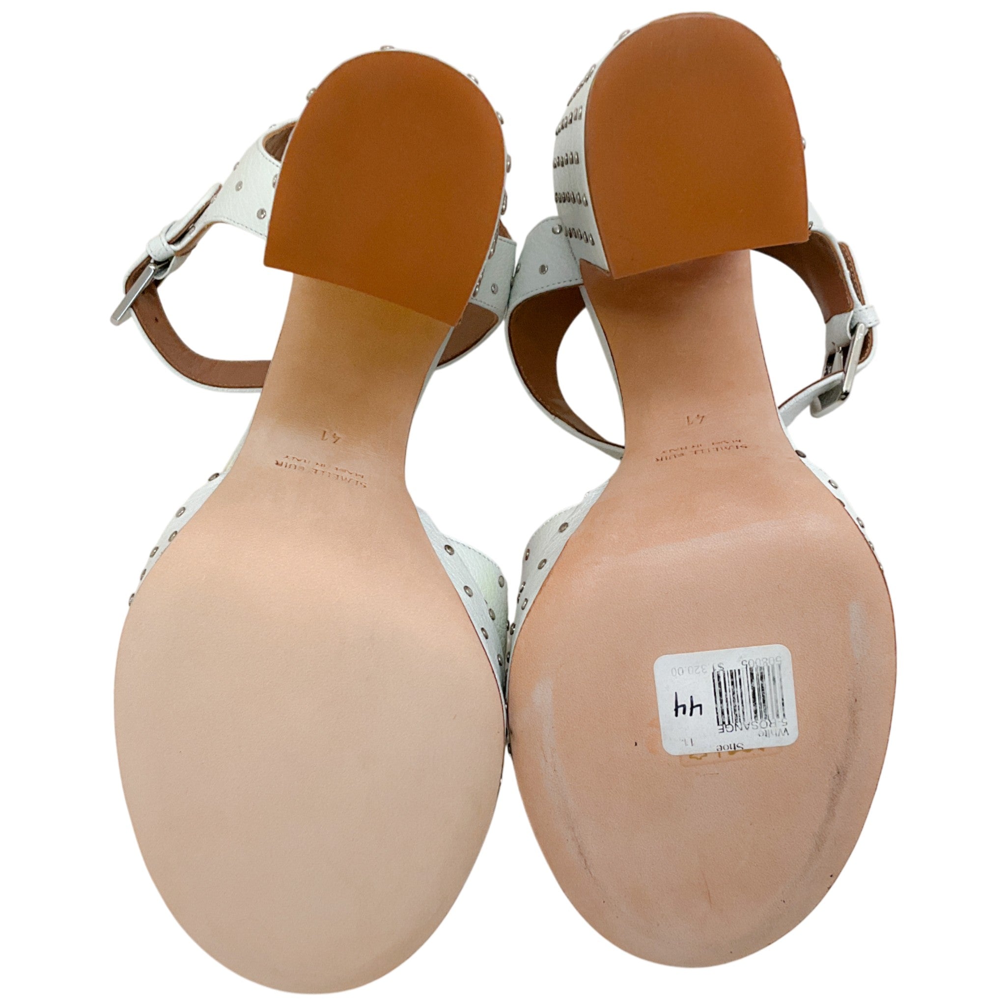 Laurence Dacade White Leather Rosange Studded Platform Sandals
