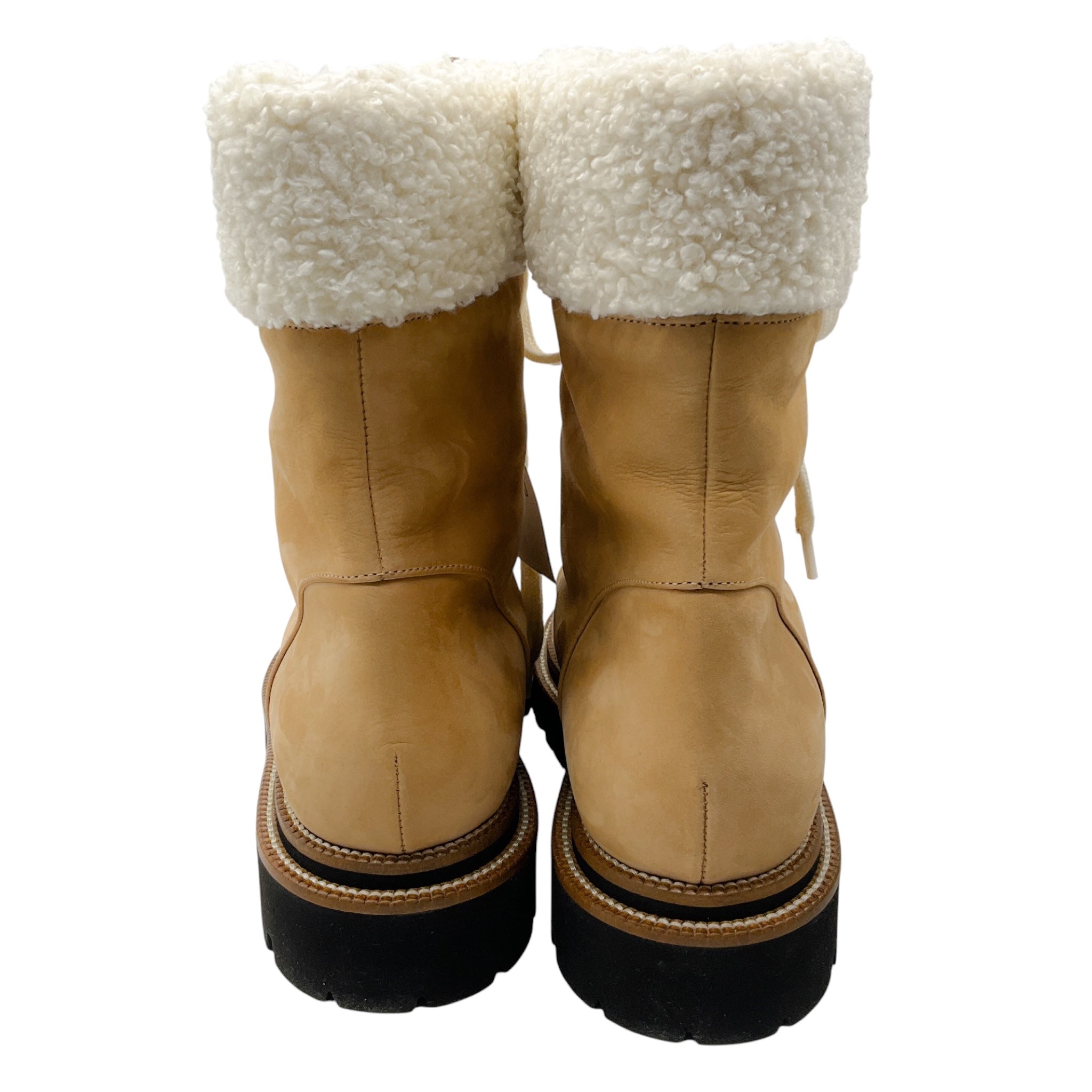 Peserico Amber Beige Nubuck Leather Combat Boots