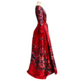 Load image into Gallery viewer, Carolina Herrera Deep Red Multi Belted Floral Jacquard Gown / Formal Dress
