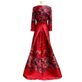 Load image into Gallery viewer, Carolina Herrera Deep Red Multi Belted Floral Jacquard Gown / Formal Dress
