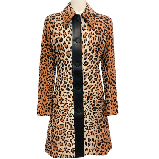 Louis Vuitton Leopard Embroidered Coat with Leather Trim
