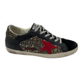 Load image into Gallery viewer, Golden Goose Deluxe Brand Black / Red Glitter Superstar Sneakers
