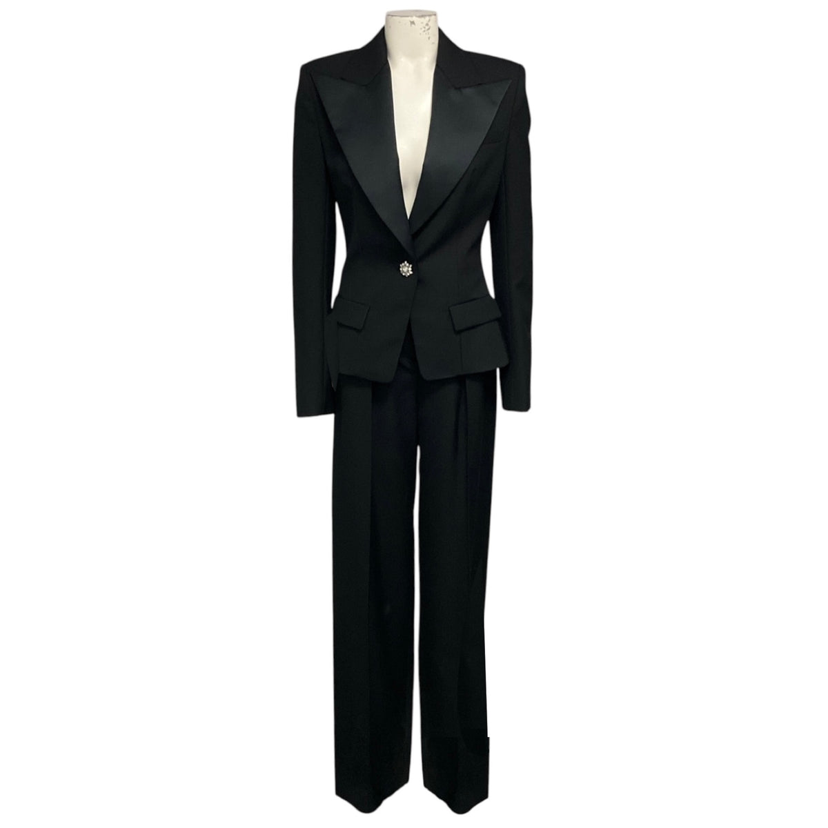 Alexandre Vauthier Black Crystal Embellished Tuxedo Jacket and Pants Suit Set