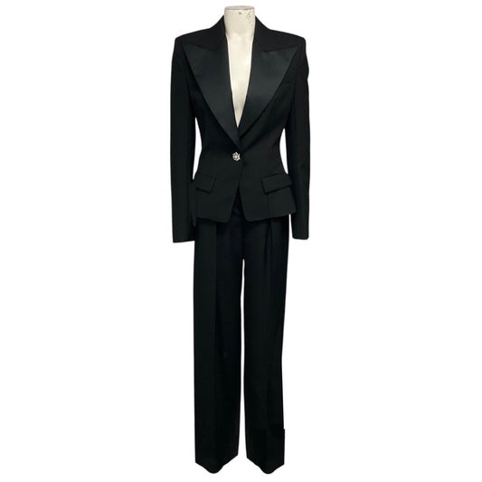 Alexandre Vauthier Black Crystal Embellished Tuxedo Jacket and Pants Suit Set