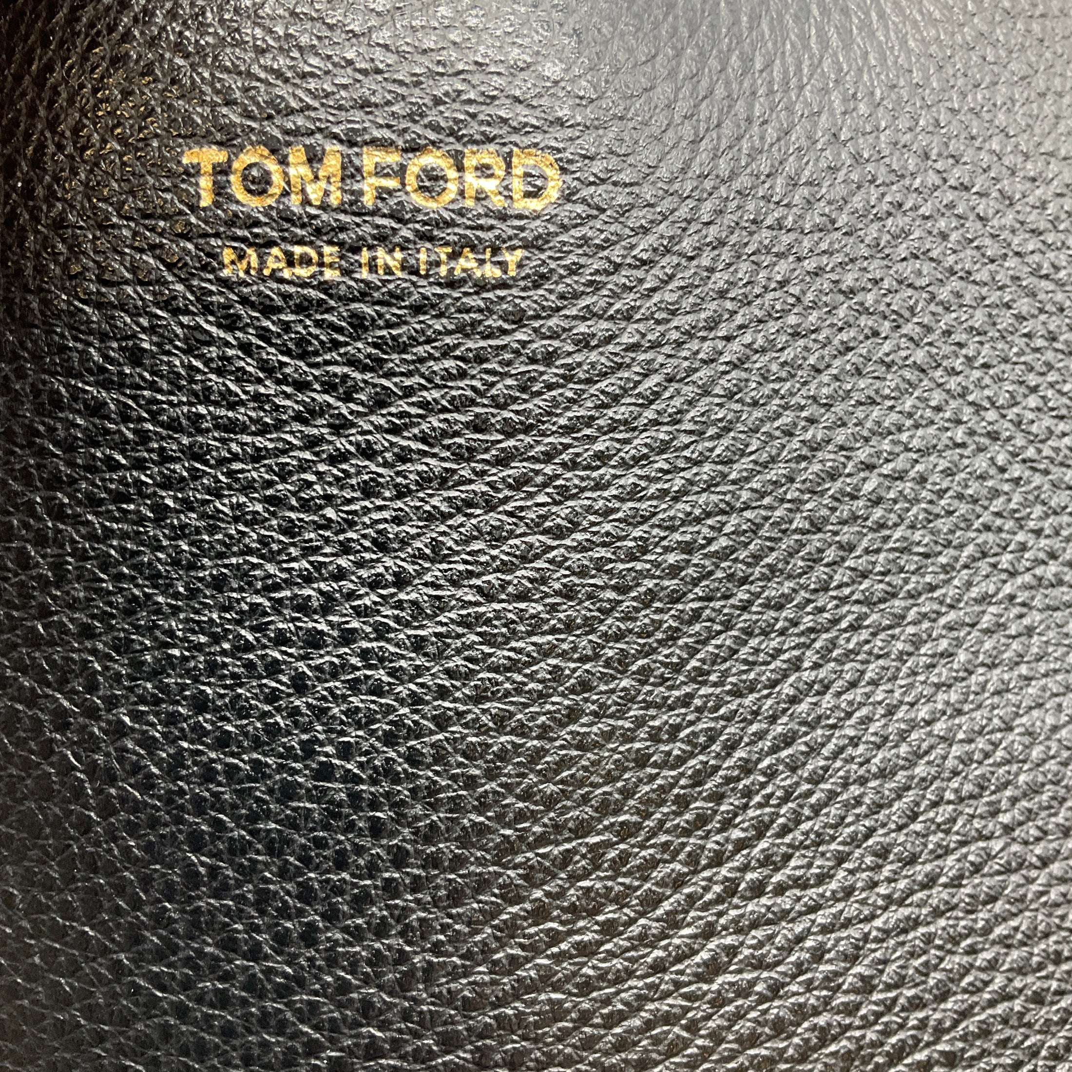 Tom Ford Black / Gold Zipper Detail Grained Leather Hobo Bag