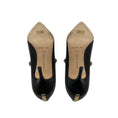 Load image into Gallery viewer, Manolo Blahnik Black Pointed Toe Leather Pumps with Gold Strap
