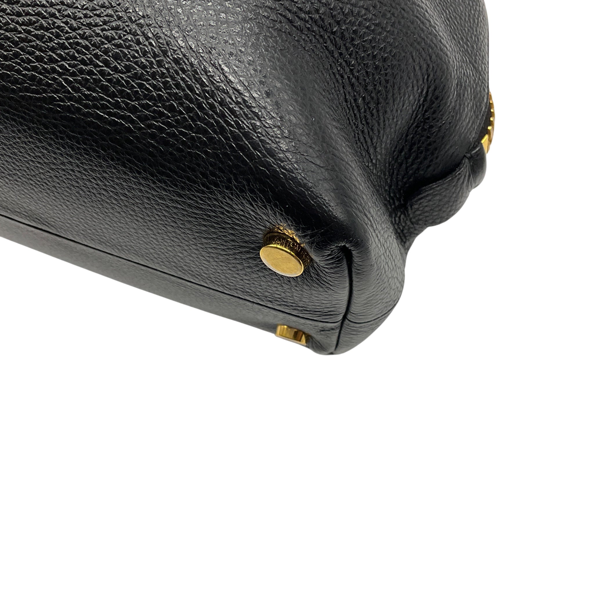 Tom Ford Black / Gold Zipper Detail Grained Leather Hobo Bag