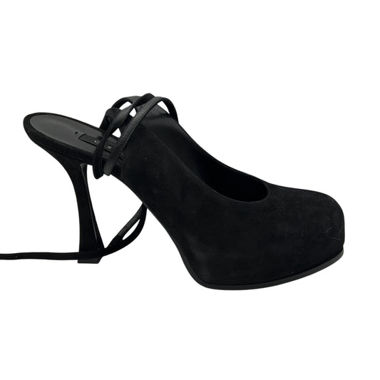 Casadei Black Suede Platform Wrap Pumps