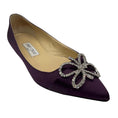 Load image into Gallery viewer, Jimmy Choo Purple Crystal Embellished Pointed Toe Satin Flats

