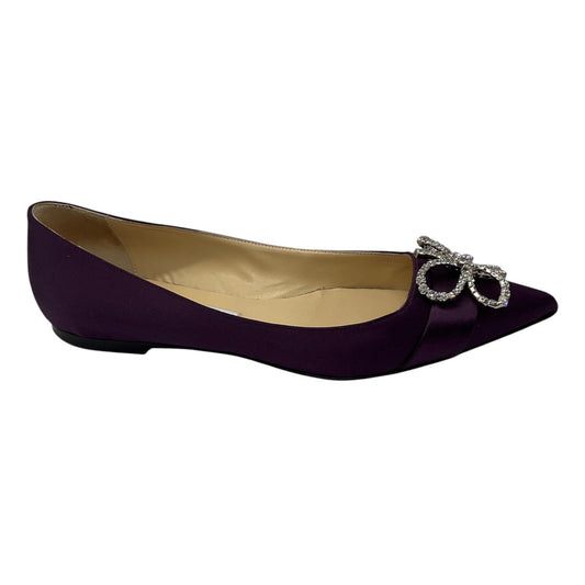 Jimmy Choo Purple Crystal Embellished Pointed Toe Satin Flats