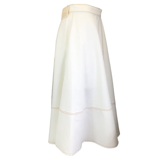 Alexander McQueen Ivory Denim Midi Skirt