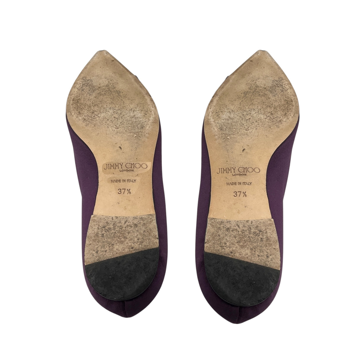 Jimmy Choo Purple Crystal Embellished Pointed Toe Satin Flats