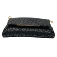Load image into Gallery viewer, Lanvin Dark Grey Metallic Leopard Print Clutch with Gold Chain Strap

