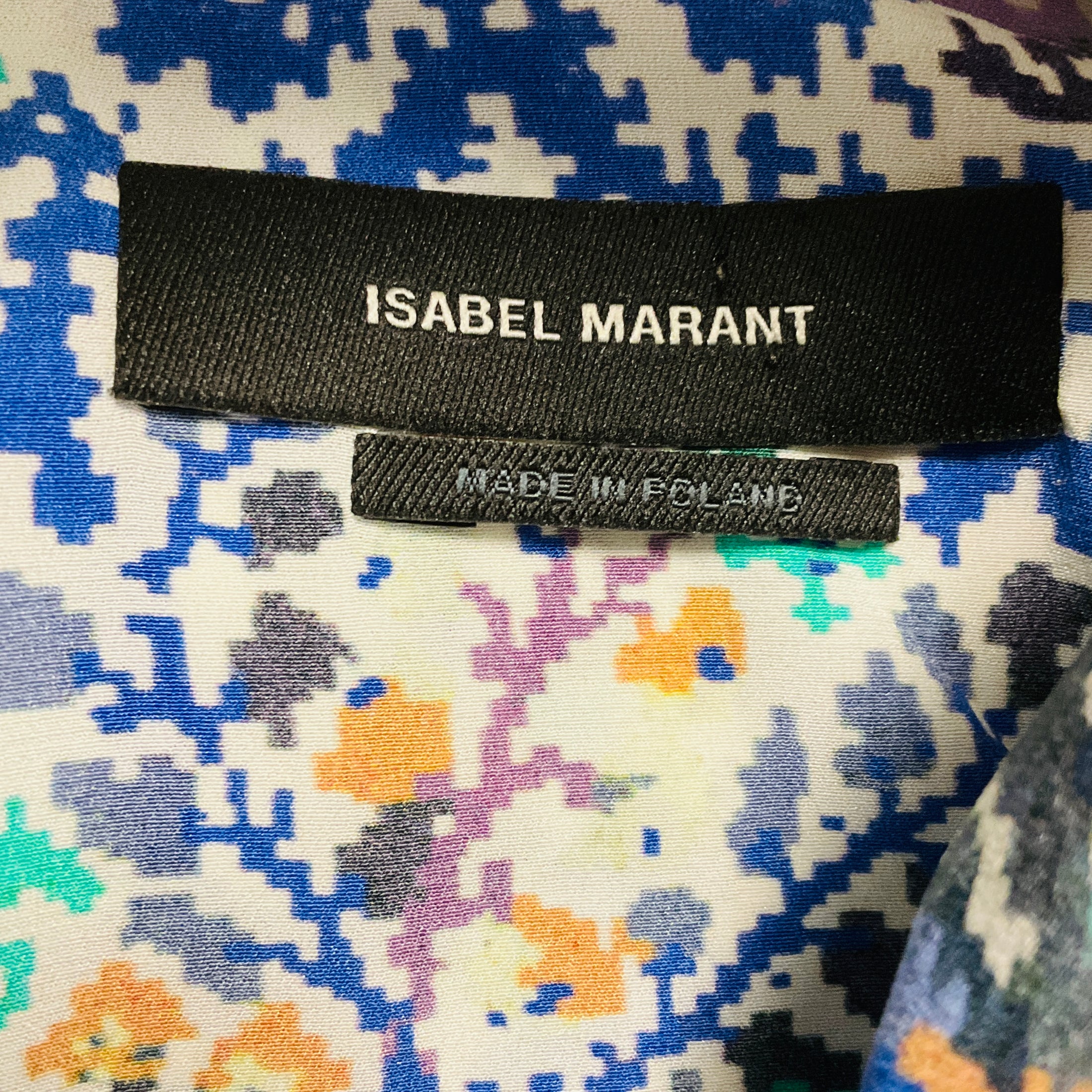 Isabel Marant Blue Multi Printed Bemaya Silk Dress
