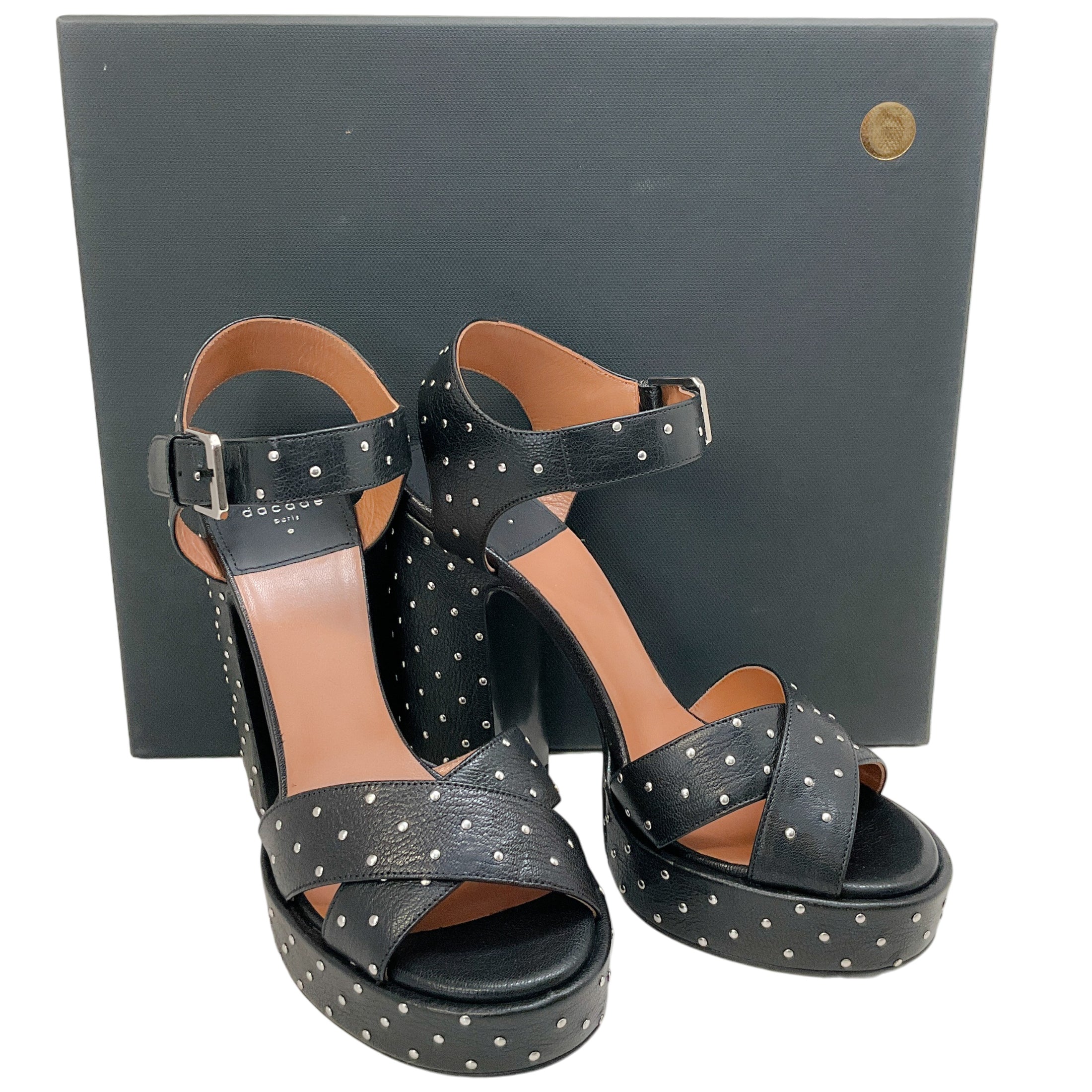 Laurence Dacade Black Leather Rosange Studded Platform Sandals