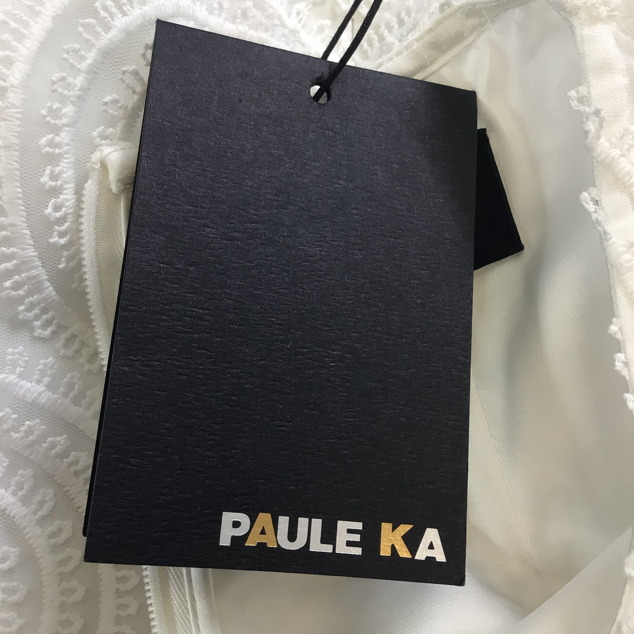 Paule Ka White Long Sleeved Swirl Dress