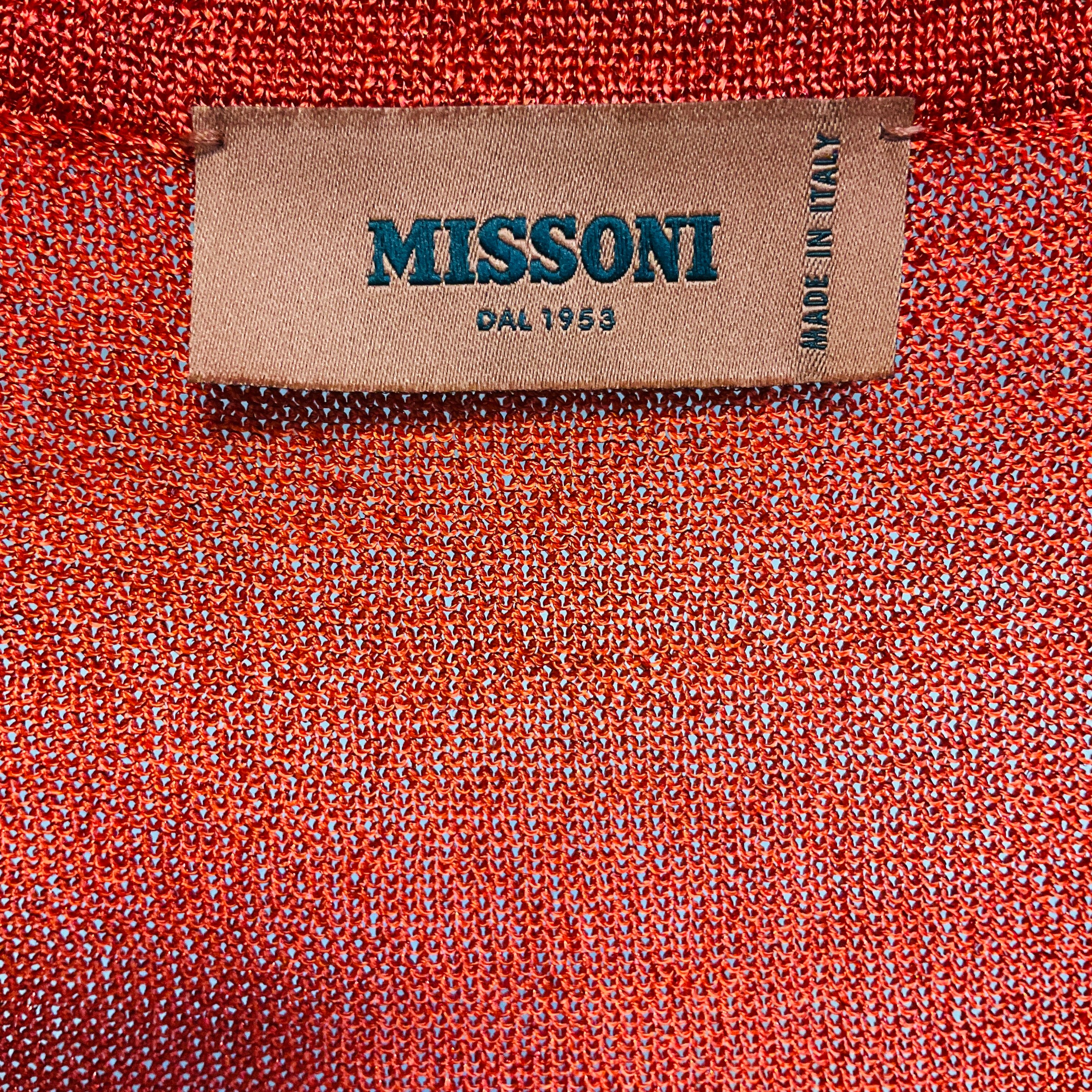 Missoni Red Metallic Sleeveless Knit Tank Top