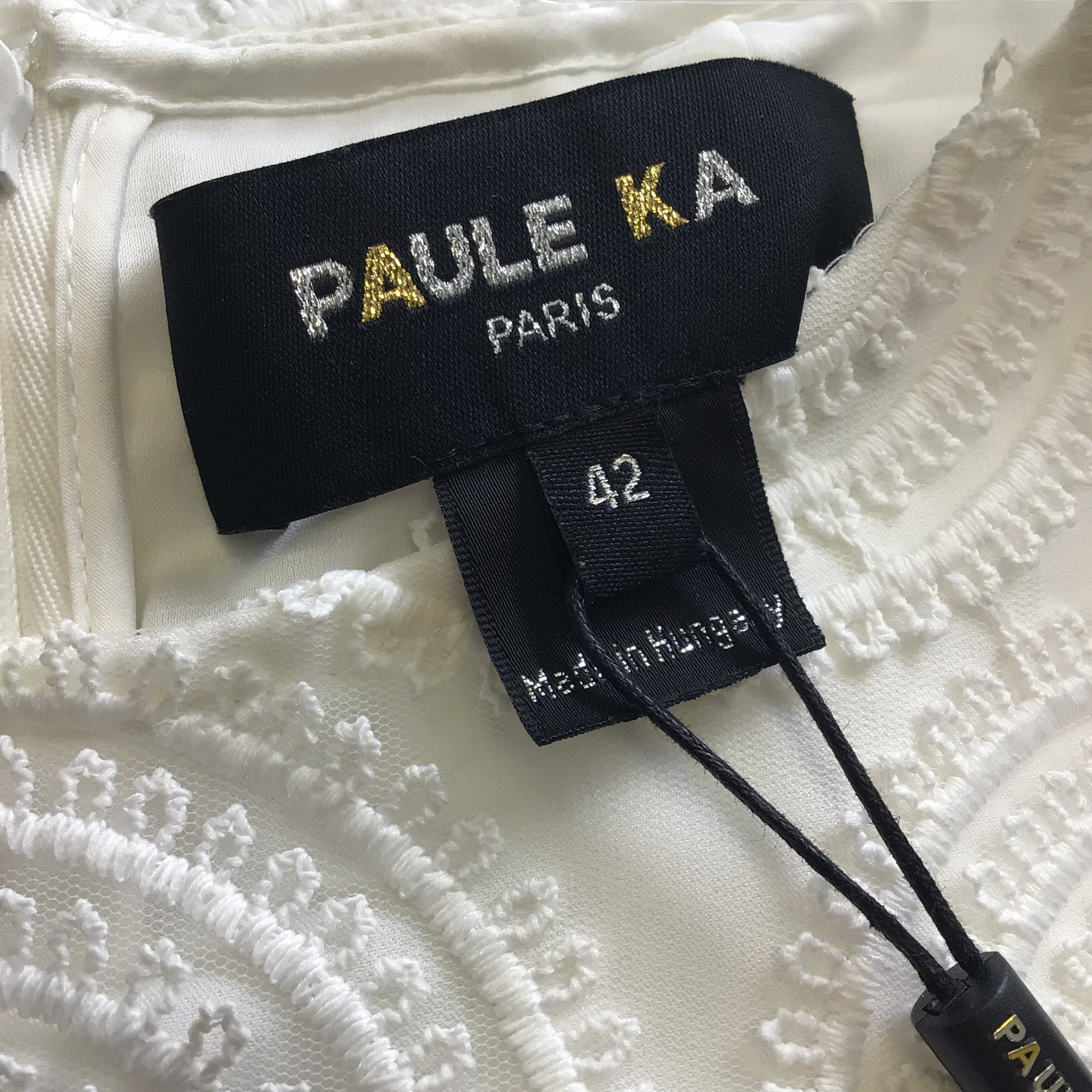 Paule Ka White Long Sleeved Swirl Dress