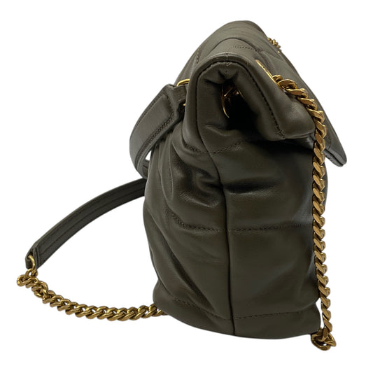 Saint Laurent Olive Green Quilted Lambskin Small Loulou Puffer Monogram Shoulder Bag