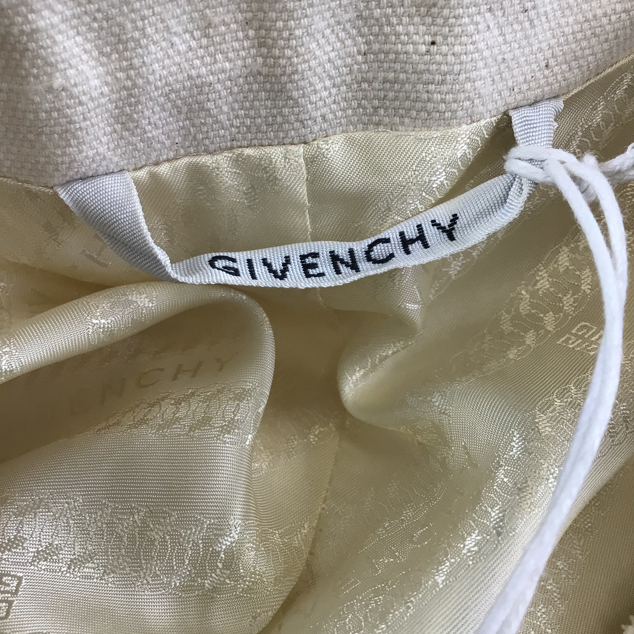 Givenchy Ecru Collarless Double Breasted Cotton and Linen Jacket