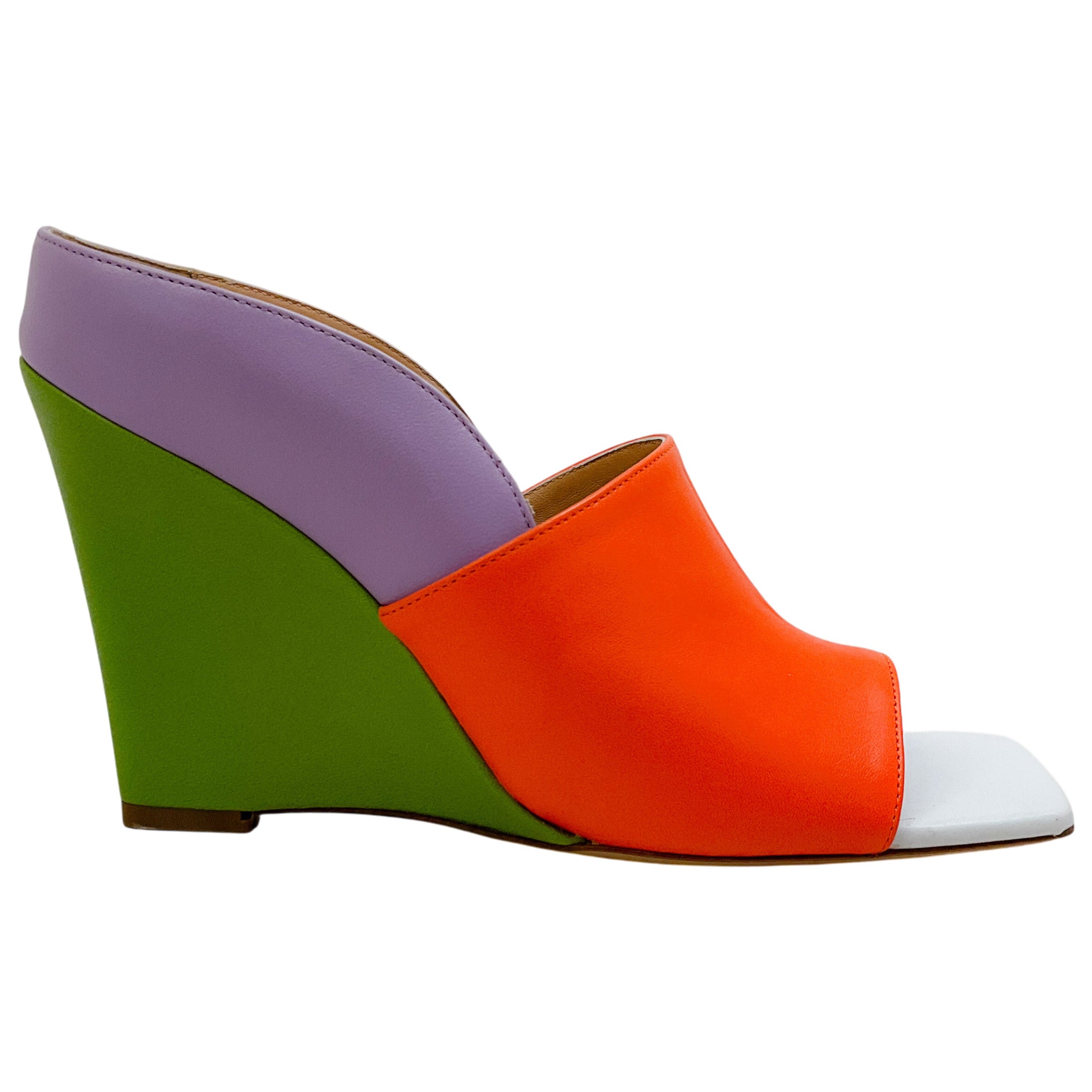 Zomer Orange Multi Leather Muriel Open Toe Pumps