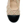 Load image into Gallery viewer, Chanel Light Blush Pink / Black Interlocking CC Logo Mesh and Leather Mary Jane Flats
