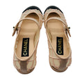 Load image into Gallery viewer, Chanel Light Blush Pink / Black Interlocking CC Logo Mesh and Leather Mary Jane Flats
